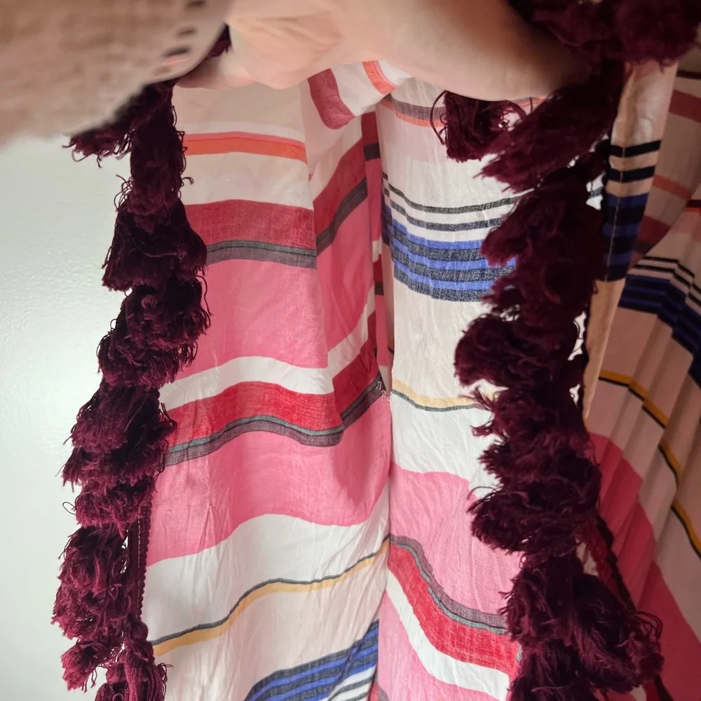 Kate Spade Miramar Striped Swim Cover Up Dress Tassels Resortwear Preppy Size M